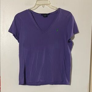 Ralph Lauren sport purple v-neck cap sleeve shirt